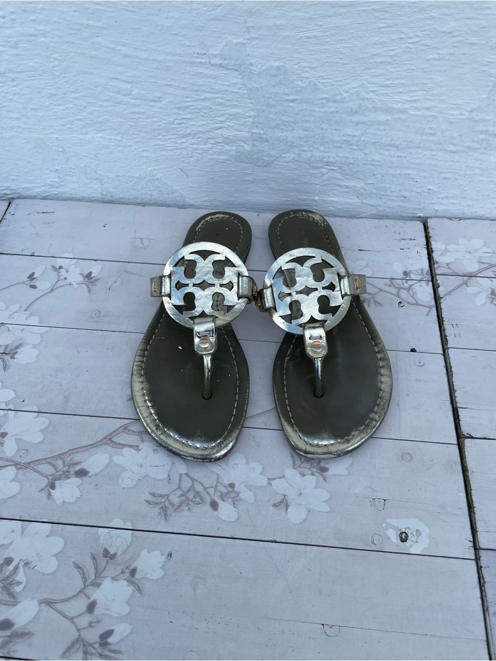 Tory Burch gold Logo Thong Sandals